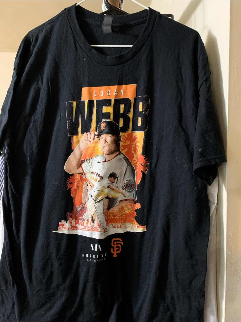 Gildan Black Logan Webb San Francisco Giants Graphic Tee with Orange Accents XL